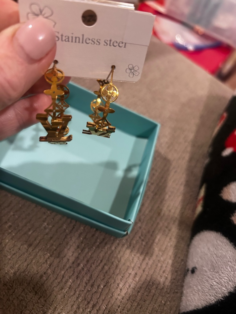Gold Stainless Steel Hoop Earrings, NEW